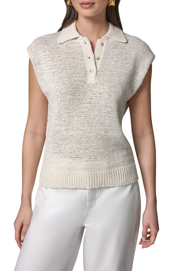 ダナ キャラン ニューヨーク レディース アウター パーカー・スウェット ポロシャツ セーター ノースリーブ Donna Karanew York Sleeveless Polo Sweater Cream クリーム