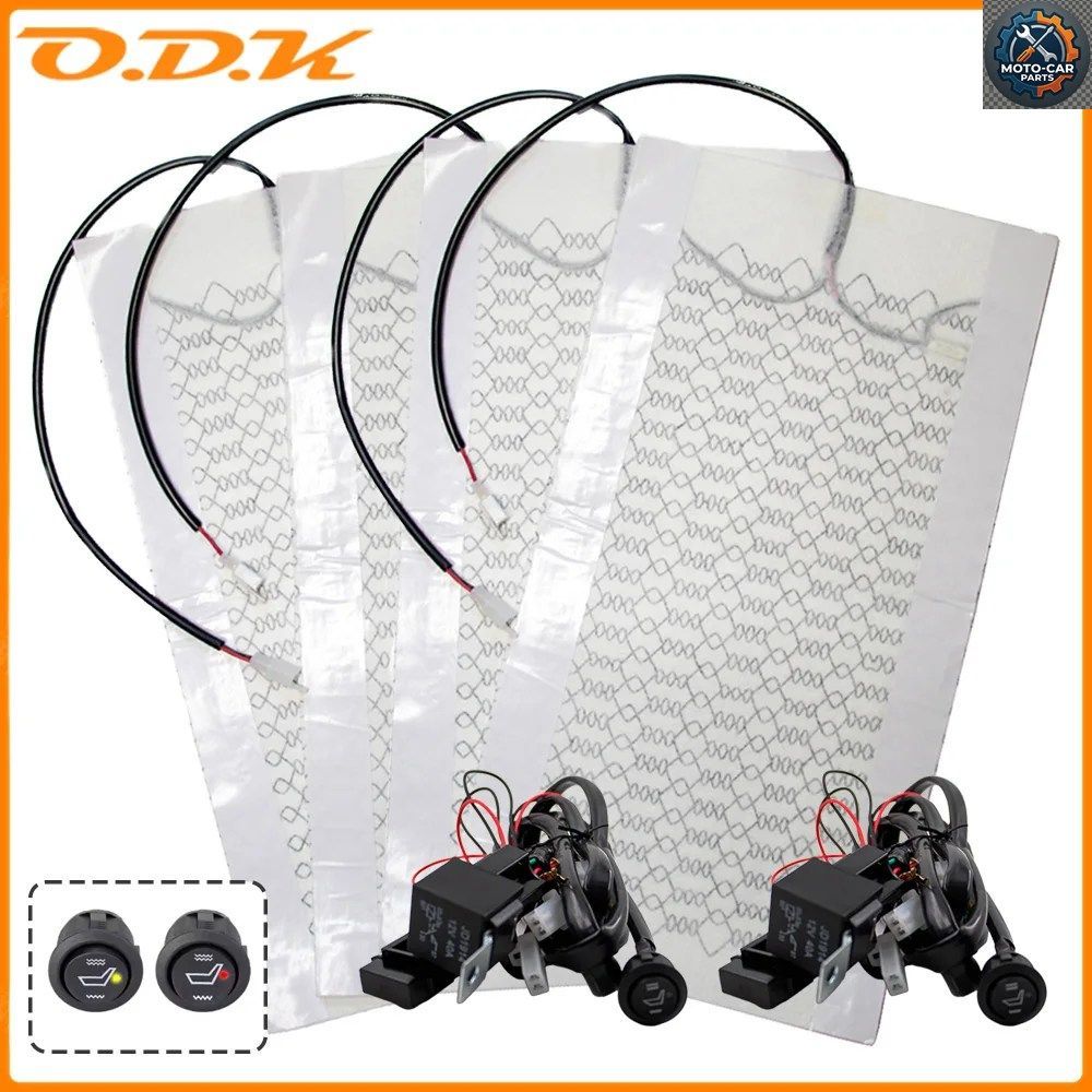 2個/4個 12V 内蔵カーシートヒーターパッド シートヒーター カーボンファイバー 温度調節ラウンドスイッチコントローラー 52.5*28cm