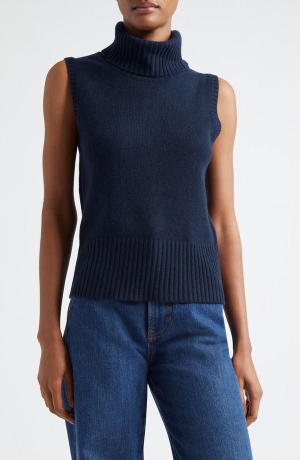ヴェロニカ ベアード レディース アウター パーカー・スウェット タートルネック セーター ノースリーブ Veronica Beard Mazzy Sleeveless Cashmere Turtleneck Sweater Navy ネイビー