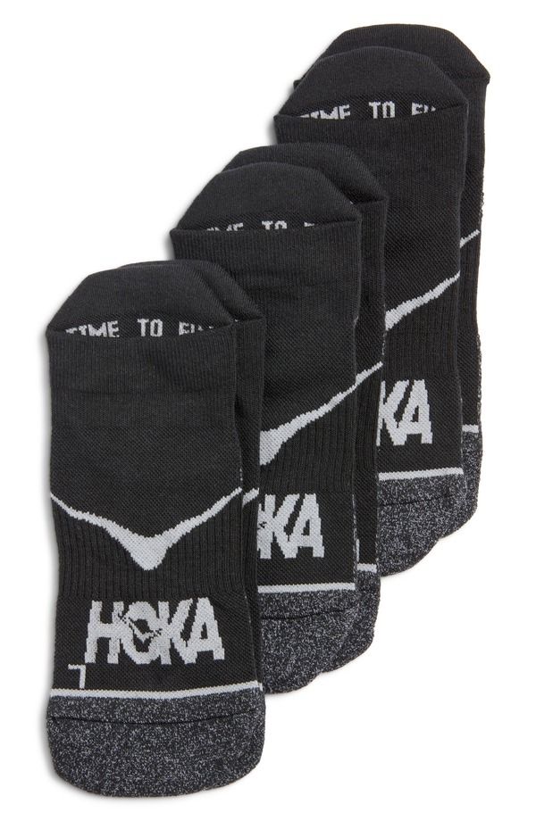 ホカオネオネ レディース アンダーウェア 靴下 HOKA Run Assorted 3Pack NoShow Socks Black Black Black ブラック