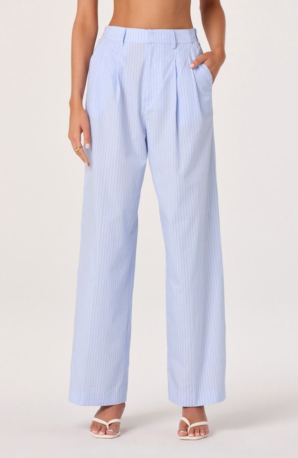 アストール レディース ボトムス レギンス パンツ コットン ASTR the Label Neha Stripe Cotton Pants Blue Pinstripe ブルー