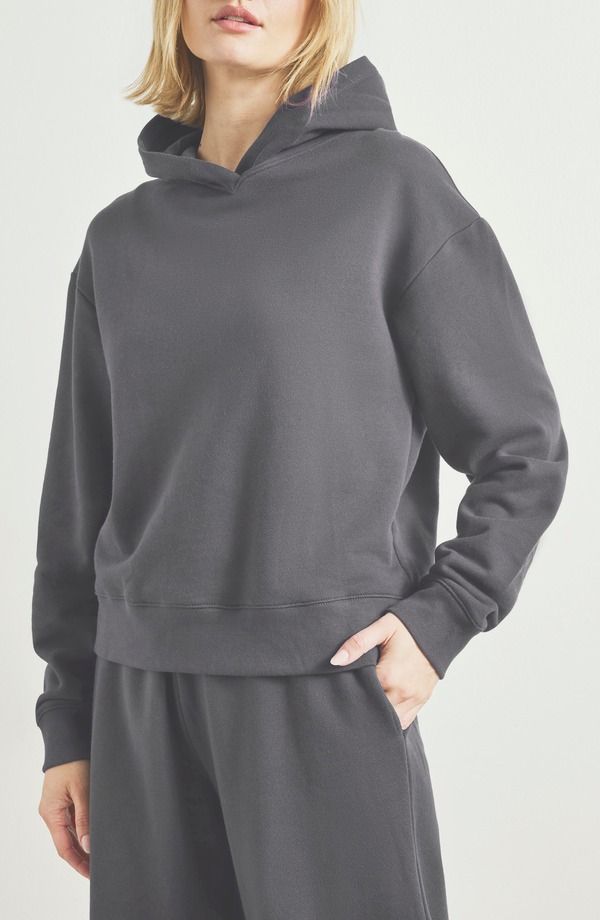 スプレンディット レディース アウター パーカー・スウェット コットン Splendid Laguna Lounge Cotton Hoodie Lead Black ブラック