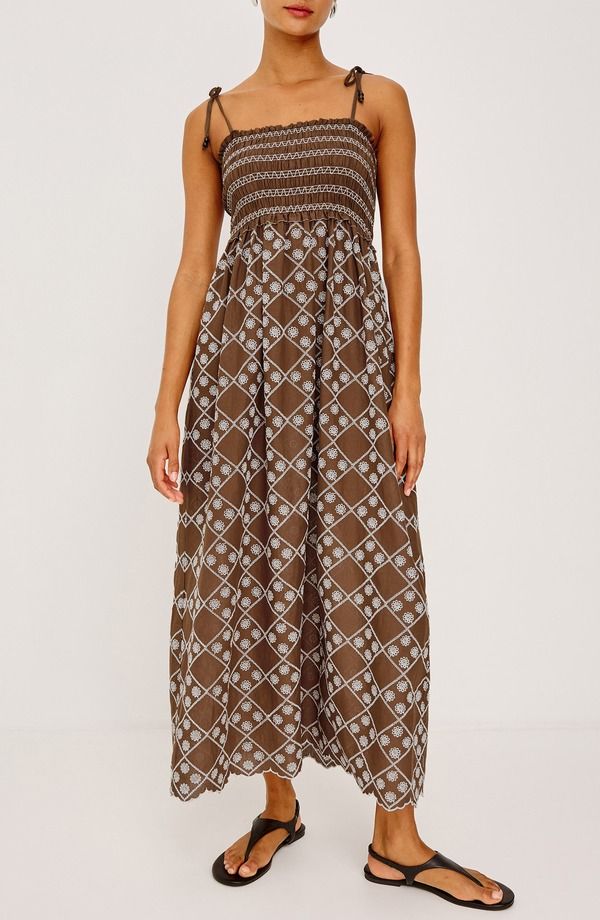 レイルズ レディース トップス ワンピース フラワー柄 マキシ フラワー Rails Becca Floral Embroidery Maxi Dress Cocoa Daisy Embroidery ココア
