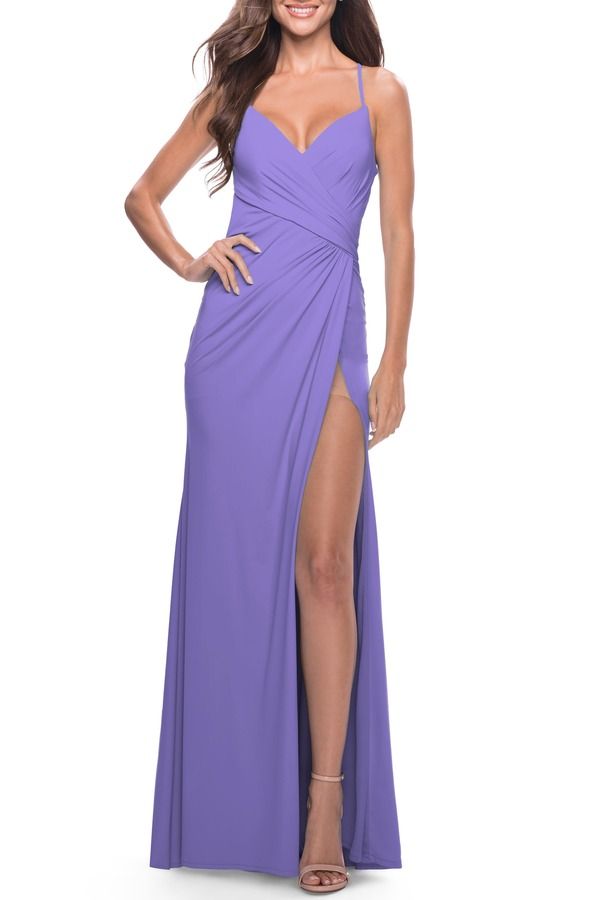 ラフェム レディース トップス ワンピース ギャザー ジャージー La Femme Long Jersey Versatile Dress with Ruched Zipperiwinkle