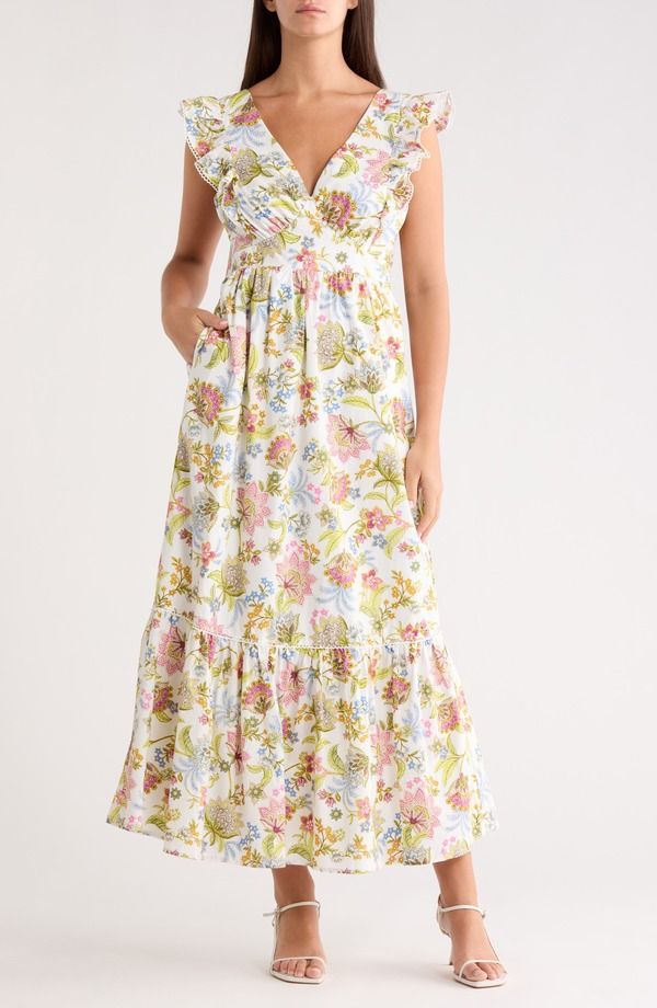 シュガーリップス レディース トップス ワンピース フラワー柄 フリル マキシ フラワー SUGARLIPS Pany Floral Ruffle Maxi Dress PinkGreenBlue ブルー