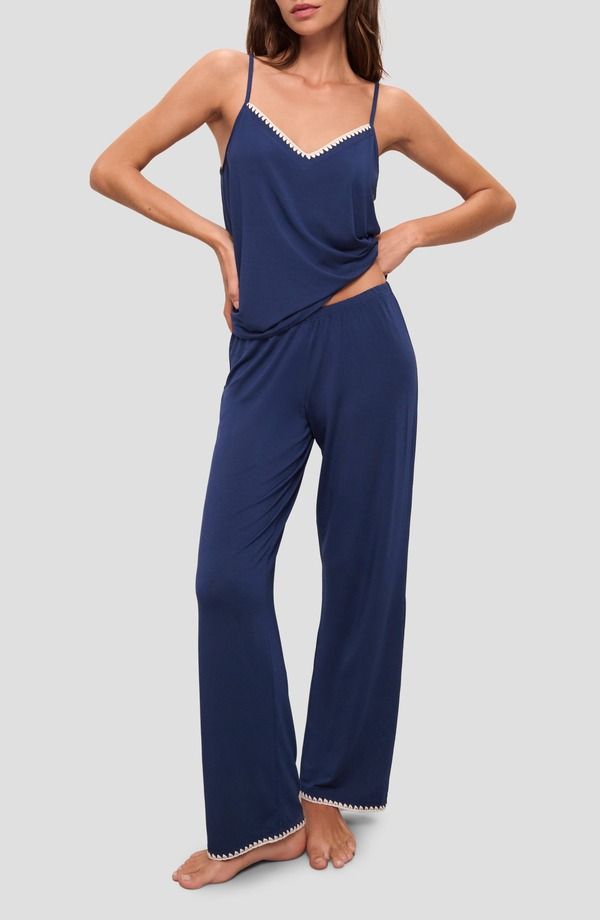 エバージェイ レディース アンダーウェア ナイトウェア Eberjey Frida Cami Pajamas Navy Ivory アイボリー