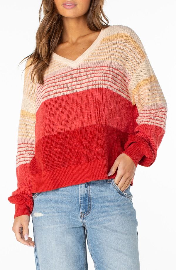 ロキシー レディース アウター パーカー・スウェット セーター Roxy Vibes Level Stripe Sweater Ginger Spice ストライプ