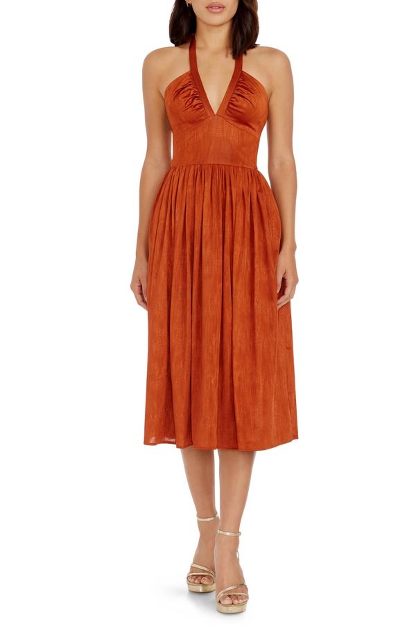 ドレスザポプレーション レディース トップス ワンピース ホルター Dress the Population Briar Halter Jacquard Cocktail Dress Burnt Orange オレンジ 58,680円