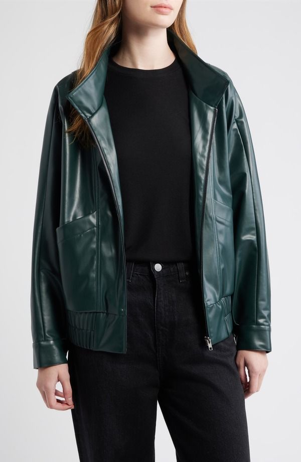 ディーラ レディース アウター ジャケット・ブルゾン レザー フェイクレザー dRA Paulina Oversize Faux Leather Jacket Cerulean