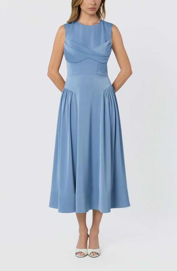 アストール レディース トップス ワンピース プリーツ ミディ ASTR the Label Seraphina Pleated Twist Corset Midi Dress Dusty Blue ブルー