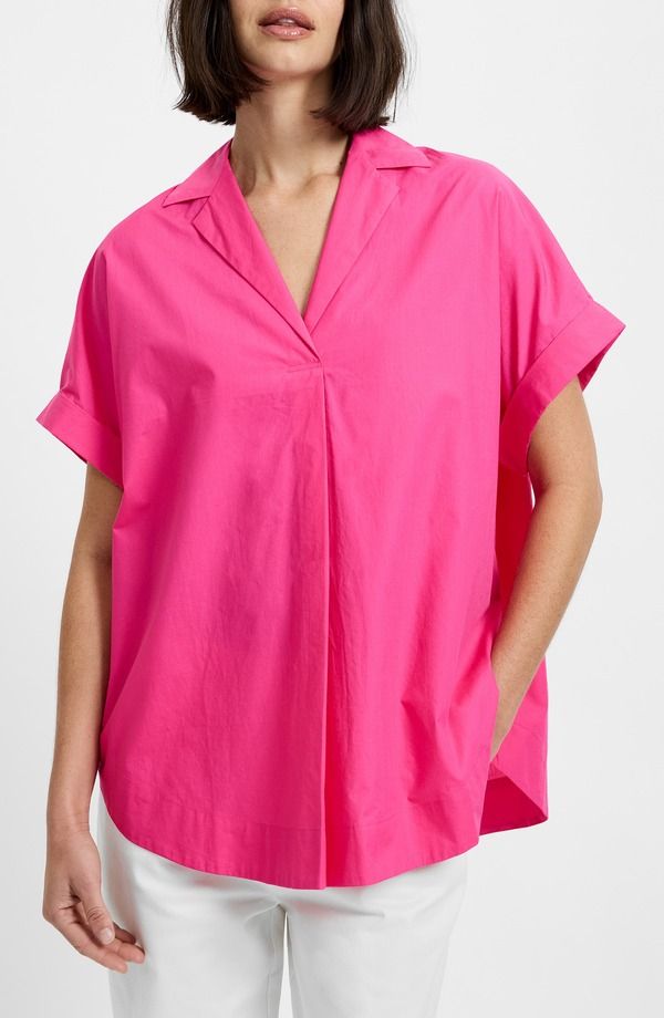 フレンチコネクション レディース トップス シャツ コットン French Connection Cotton Poplin Popover Top Electric Pink ピンク