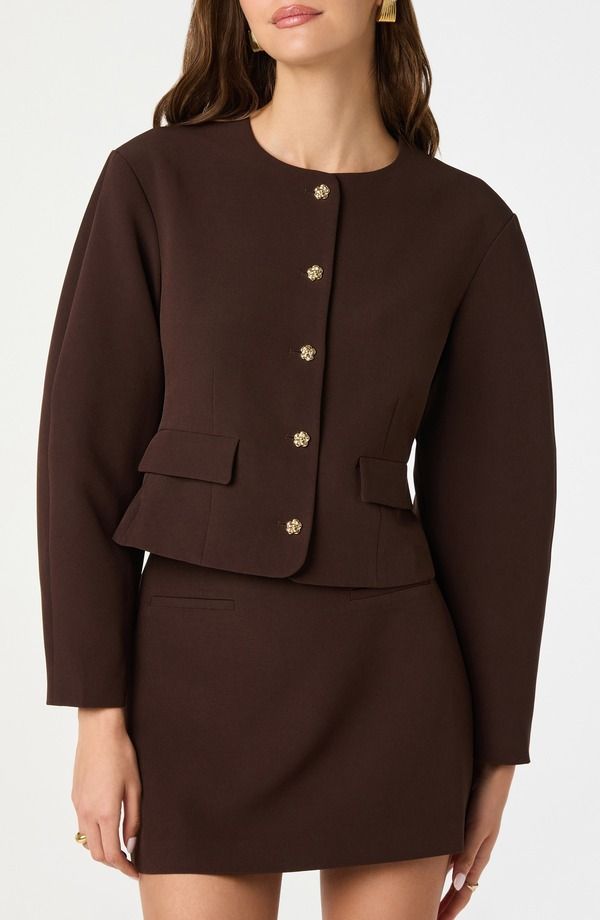 アストール レディース アウター ジャケット・ブルゾン ASTR the Label Curve Sleeve Jacket Brown ブラウン