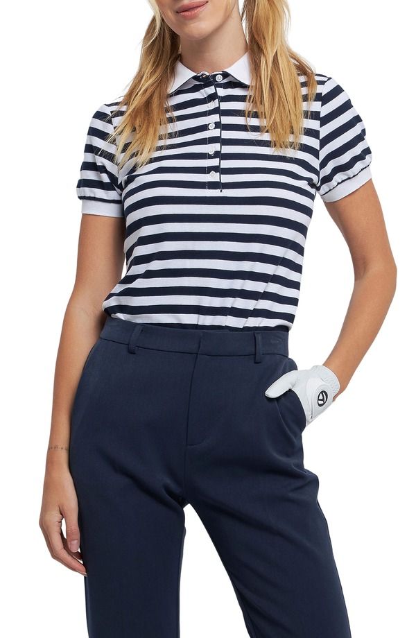 イングリッシュファクトリー レディース トップス シャツ English Factory Stripe Polo Shirt Navy ネイビー