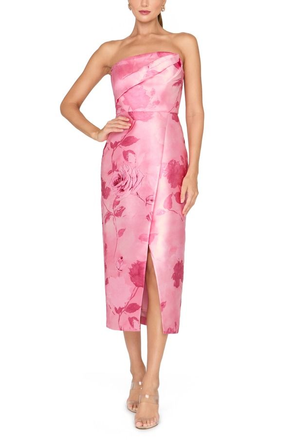 ケイ アンジャー レディース トップス ワンピース フラワー柄 ミディ ストラップレス フラワー Kay Unger Addison Floral Straplessheath Midi Dress Rose Bud