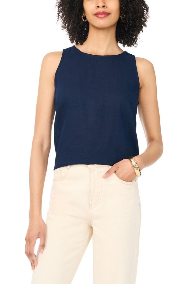 ヴィンスカムート レディース トップス シャツ ノースリーブ Vince Camuto Keyhole Back Sleeveless Top Classic Navy ネイビー