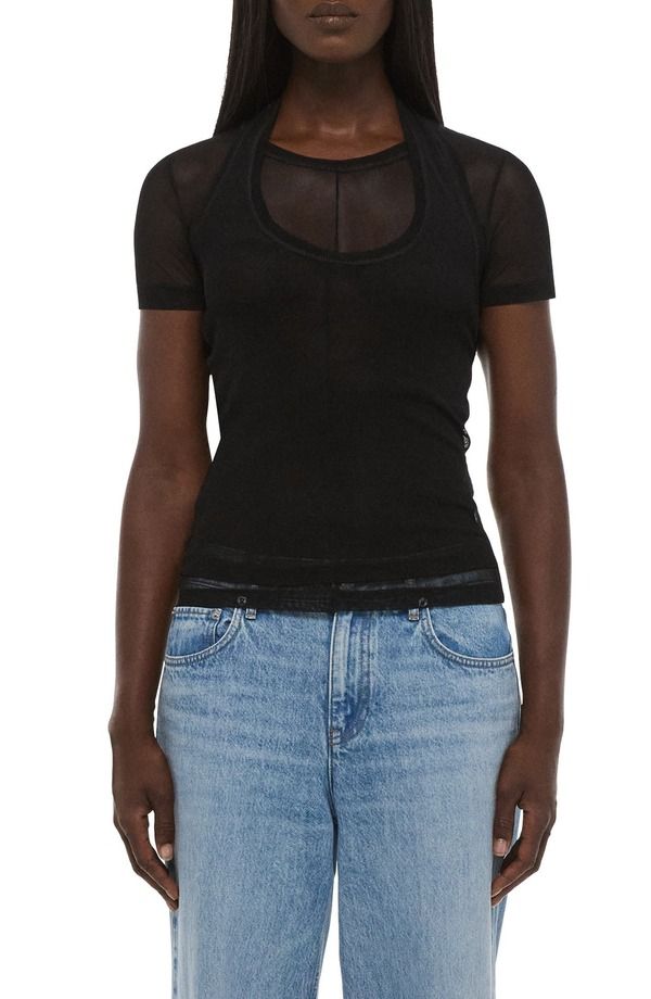 ヘルムート ラング レディース トップス シャツ メッシュ Helmut Lang Layered Mesh Top Black ブラック