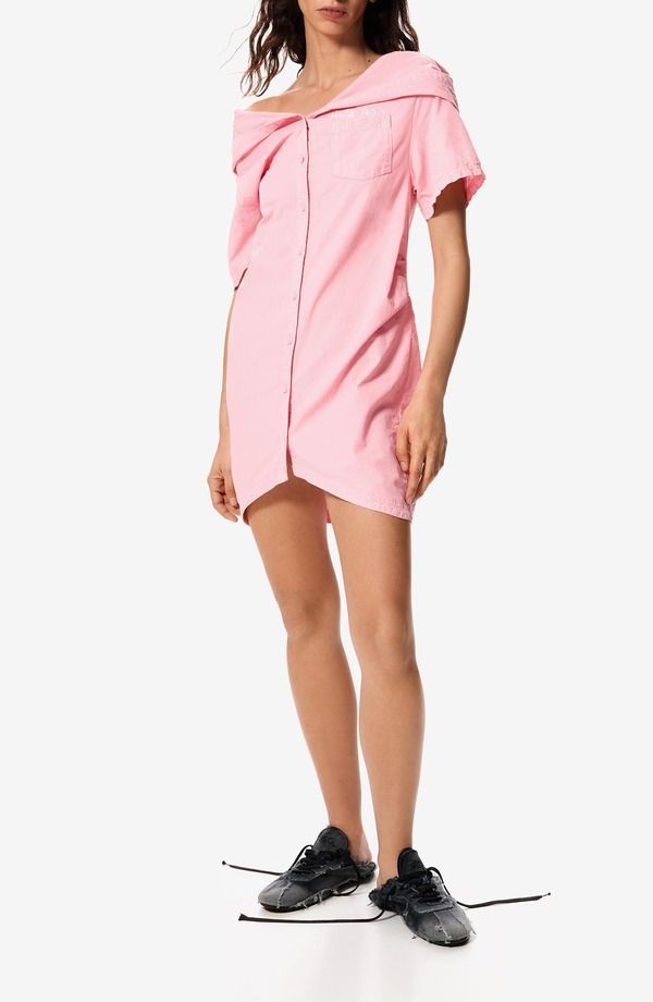 デジグアル レディース トップス ワンピース シャツ Desigual Short Sleeve Hooded Shirtdress Light Pink ピンク