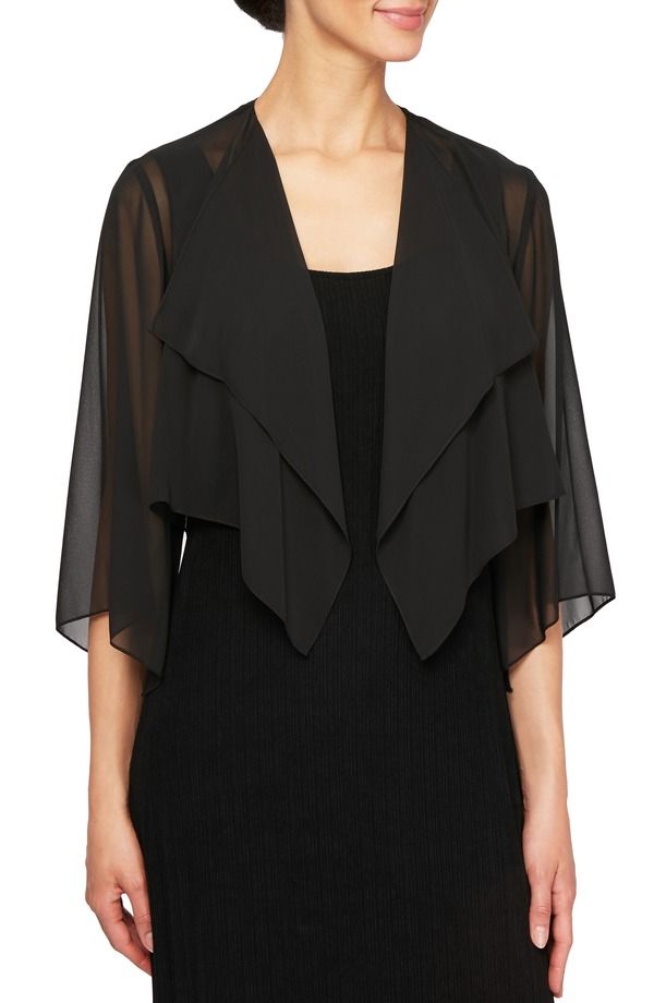 アレックスイブニングス レディース アウター パーカー・スウェット カーディガン Alex Evenings Hanky Bolero Cardigan Black ブラック 12,586円