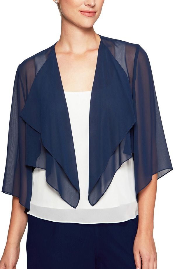 アレックスイブニングス レディース アウター パーカー・スウェット カーディガン Alex Evenings Hanky Bolero Cardiganavy ネイビー