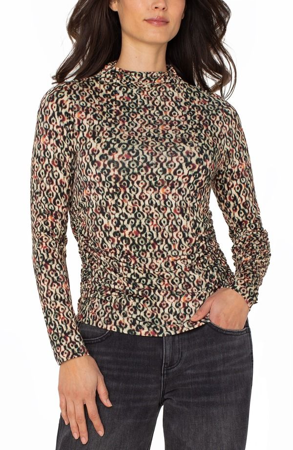 リヴァプール ロサンゼルス レディース アウター パーカー・スウェット モックネック プリント Liverpoolos Angeles Ikat Print Mock Neck Top Multi Geo Ikat マルチカラー