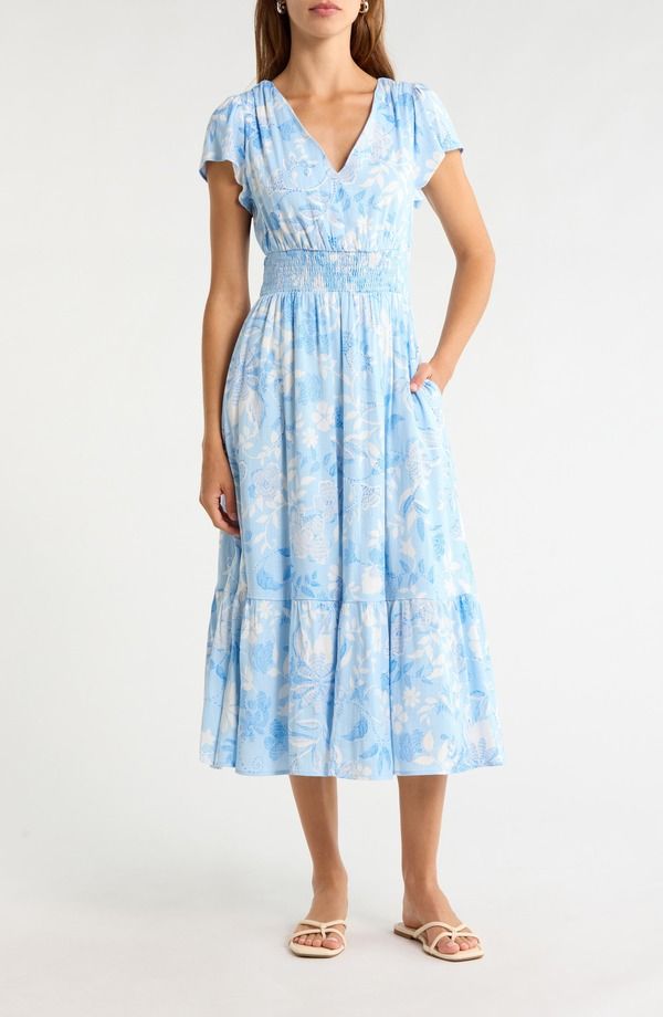 シュガーリップス レディース トップス ワンピース フリル裾 フラワー柄 プリント フリル マキシ フラワー SUGARLIPSeraphina Floral Print Ruffle Hemaxi Dress Blue White Multi ホワイト