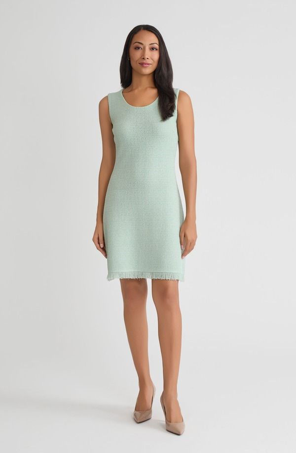 ミソック レディース トップス ワンピース ニット フリンジ Misook Tonal Fringe Trim Knit Sheath Dress Fresh Mint ミント