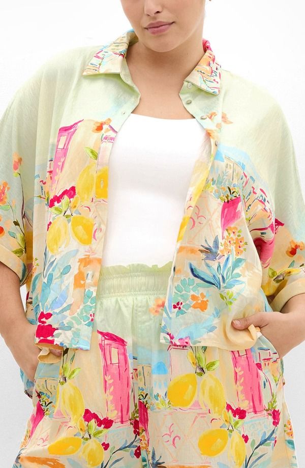 シティーシック レディース トップス シャツ リラックスフィット City Chic Sorrento Relaxed Fit ButtonUp Shirt Sorrento Summer
