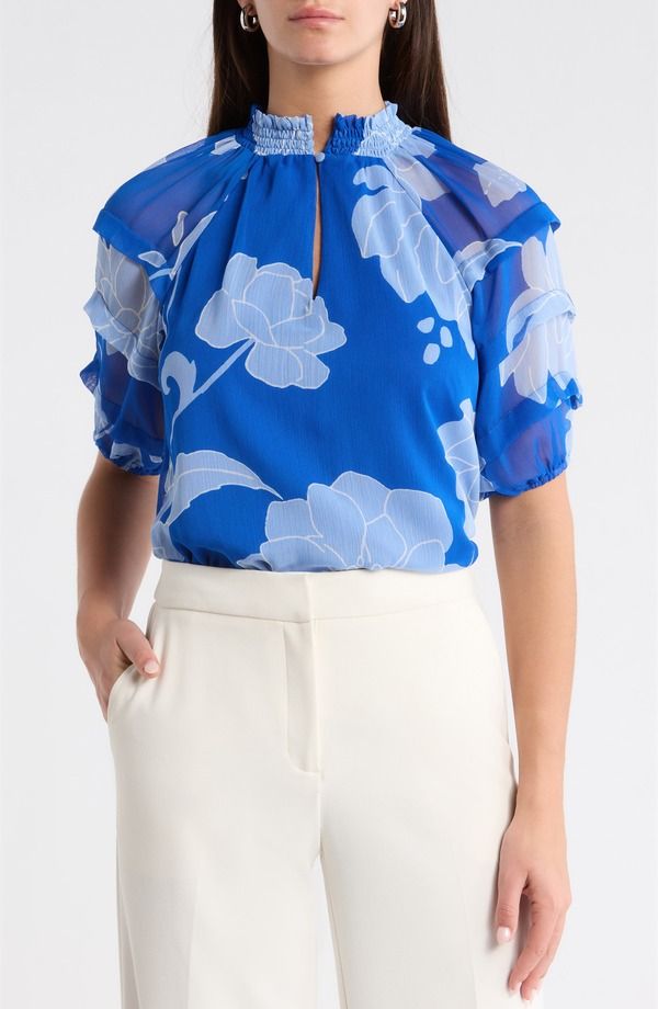 シュガーリップス レディース トップス シャツ フラワー柄 フラワー SUGARLIPSeabloom Floral CobaltBlue ブルー