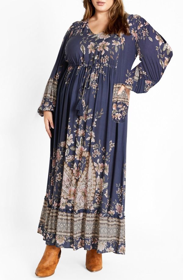 シティーシック レディース トップス ワンピース フラワー柄 マキシ フラワー City Chic Destiny Floral Tie Waist Maxi Dress Paisley