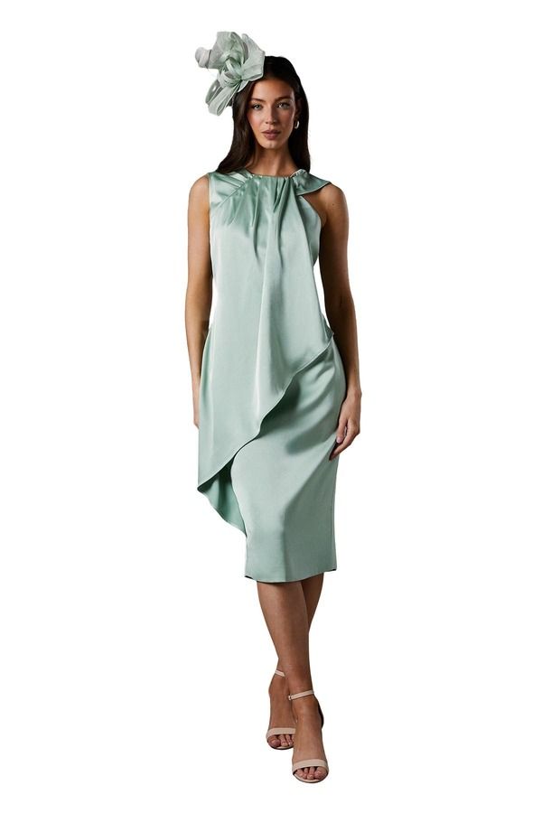 コースト レディース トップス ワンピース ミディ サテン ノースリーブ Coast Sleevelessatin Frill Midi Dressage セージ