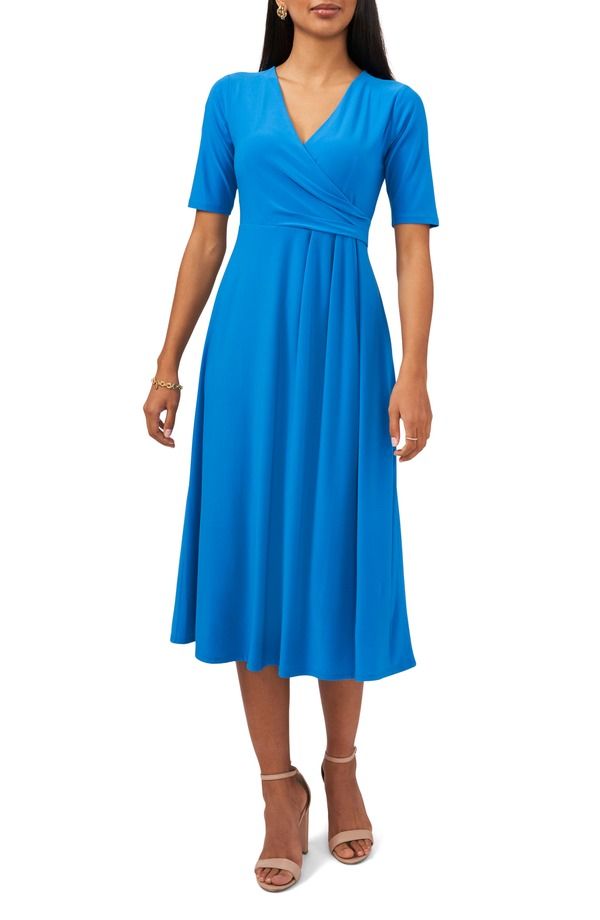 チャウス レディース トップス ワンピース ミディ Chausurplice Faux Wrap Midi Dress Jewel Blue ブルー