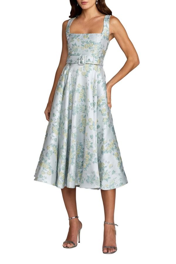 マックダガル レディース トップス ワンピース A ライン ミディ ノースリーブ Mac Duggal Sleeveless Belted ALine Midi Dress Blue Multi ブルー 74,140円