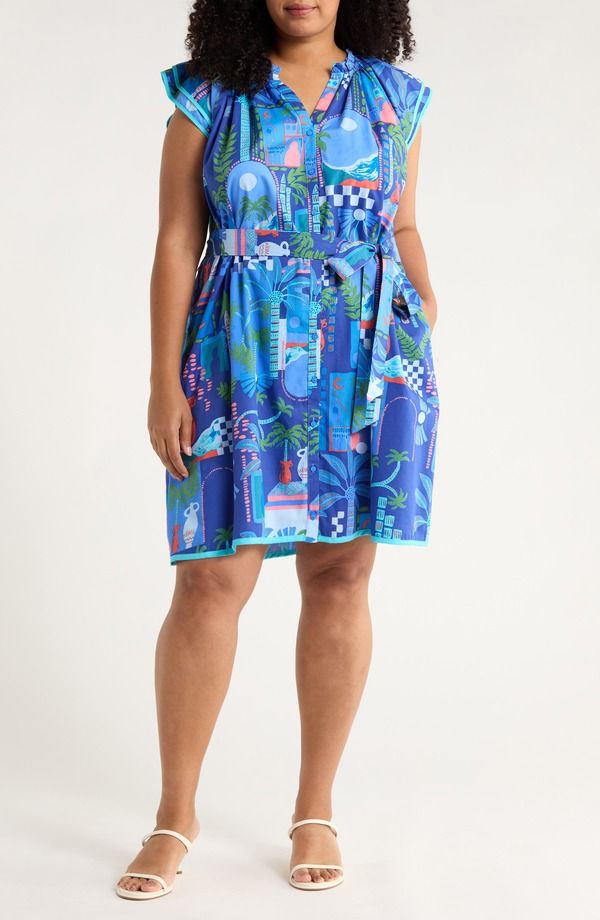 シュガーリップス レディース トップス ワンピース フリル シャツ SUGARLIPS Puntalta Olera Ruffle Shirtdress CobaltCombo コバルト