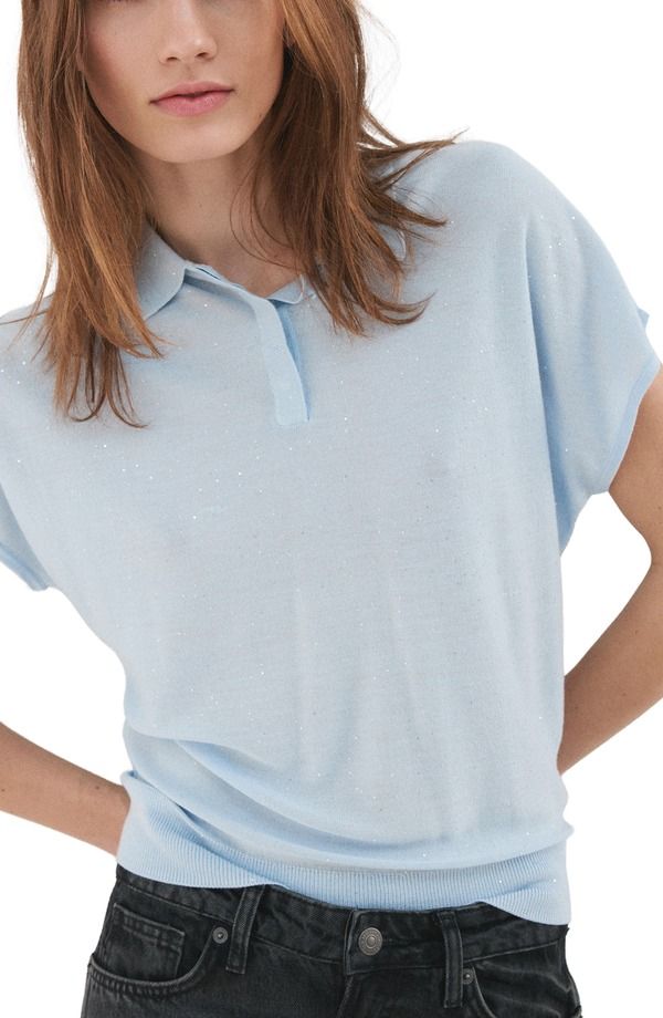 マンゴ レディース アウター パーカー・スウェット ポロシャツ セーター MANGO Polo Neck Sweater Sky Blue ブルー