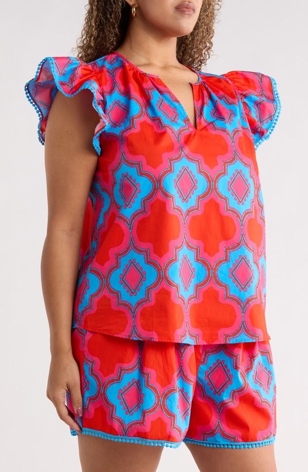 シュガーリップス レディース トップス シャツ フリル コットン SUGARLIPS Devant Carya Ruffle Cotton Top Red Blue ブルー シュガーリップス レディース トップス シャツ フリル コットン SUGARLIPS Devant Carya Ruffle Cotton Top Red Blue ブルー