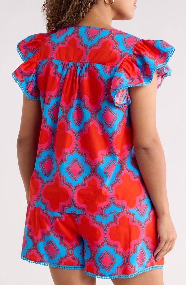シュガーリップス レディース トップス シャツ フリル コットン SUGARLIPS Devant Carya Ruffle Cotton Top Red Blue ブルー シュガーリップス レディース トップス シャツ フリル コットン SUGARLIPS Devant Carya Ruffle Cotton Top Red Blue ブルー