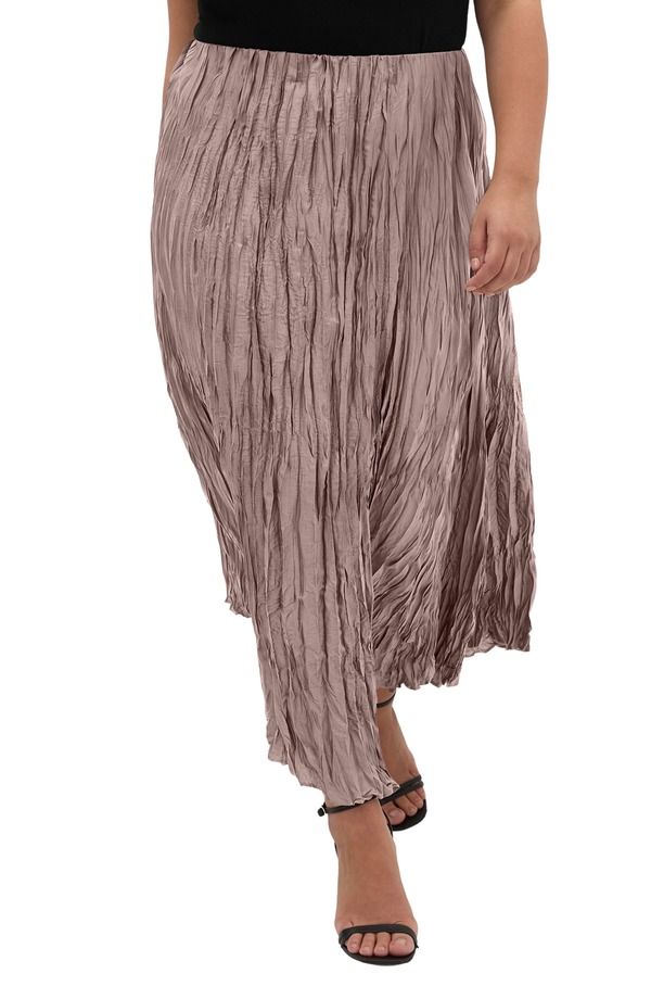 シティーシック レディース ボトムスカート プリーツ ミディ City Chic Imogen Pleated Crinkle Midi Skirt Mink ミンク