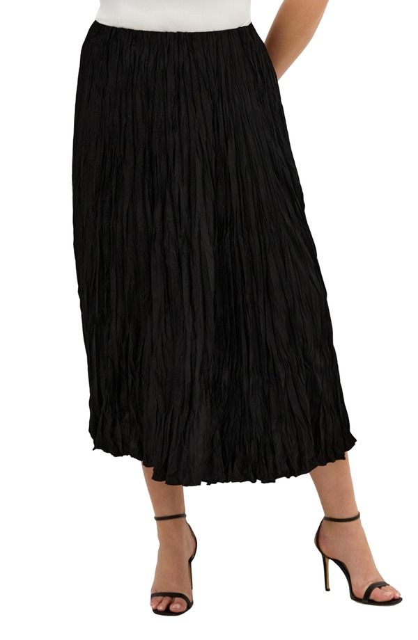 シティーシック レディース ボトムスカート プリーツ ミディ City Chic Imogen Pleated Crinkle Midi Skirt Black ブラック
