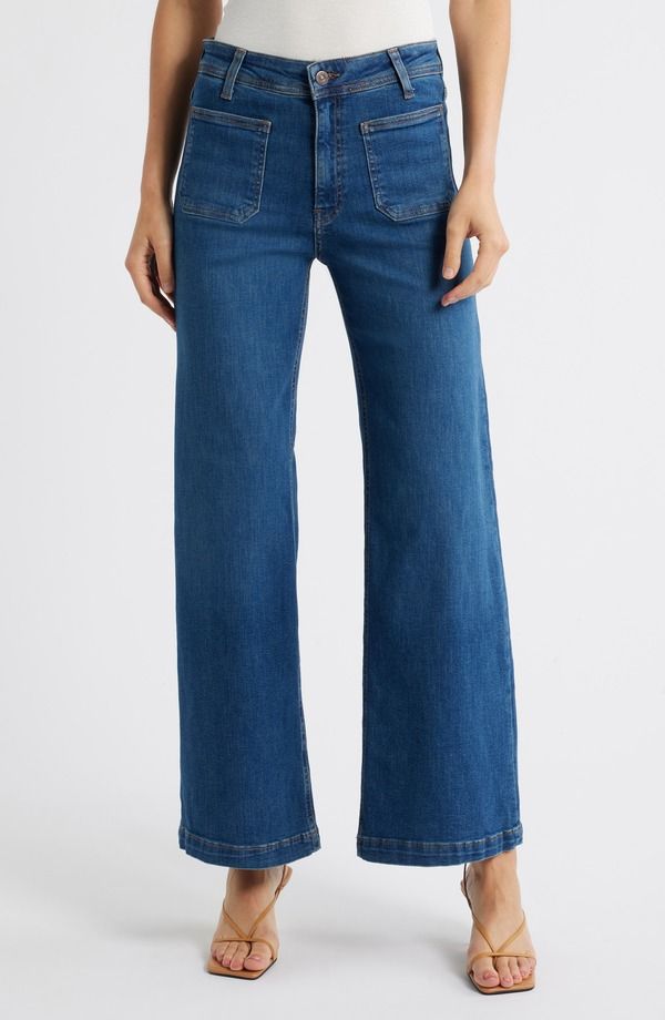マーヴィ ジーンズ レディース ボトムス デニムパンツ ワイドレッグ ハイウエスト Mavi Jeans Palomarine Patch Pocket High Waist Wide Leg Jeans Mid Shaded Flex Blue ブルー