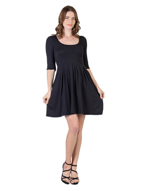 24 セブンコンフォート レディース トップス ワンピース ミニ 24seven Comfort Apparel Three Quarter Sleeve Fit and Flare Mini Dress Black ブラック 14,950円