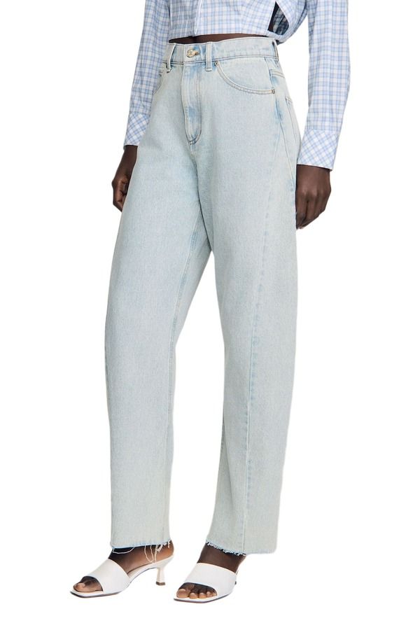 サンドロ レディース ボトムス デニムパンツ コットン ジーンズ SANDRO Faded barrel cotton jeansky Blue ブルー