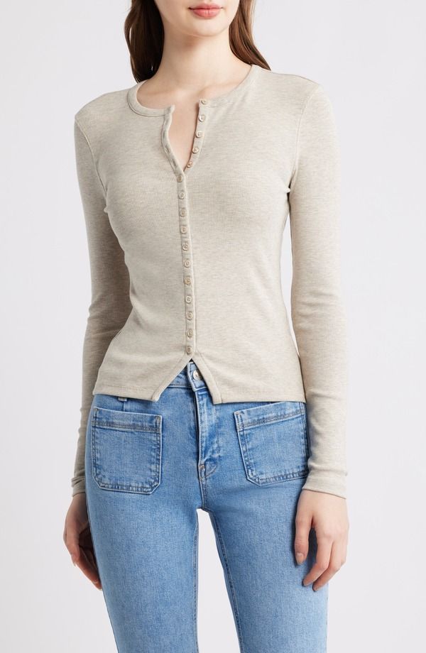 フレーム レディース トップス シャツ FRAME The Rib Splay Top Oatmeal Heather ヘザー