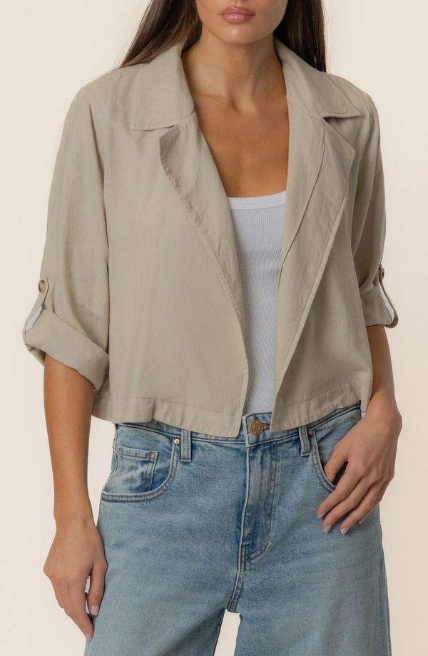 カットフロムザクロス レディース アウター ジャケット・ブルゾン リネン KUT from the Kloth Nadine Cropen Front Linen Blend Jacket Sand サンド