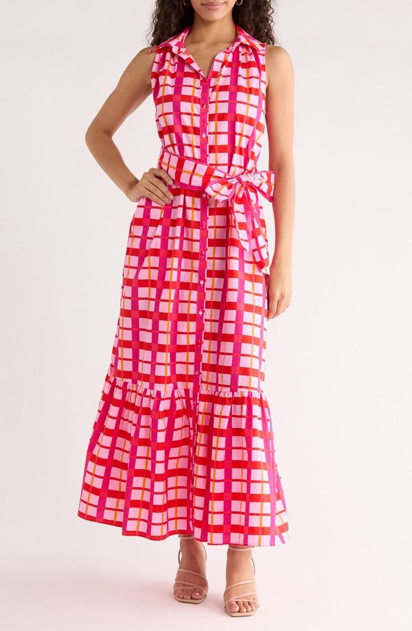 シュガーリップス レディース トップス ワンピース ノースリーブ SUGARLIPS Darvy Plaid Sleeveless Dress PinksOrange オレンジ