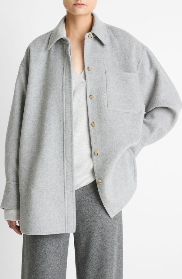 ヴィンス レディース アウター ジャケット・ブルゾン ウール シャツ Vince Double Face Wool Blend Shirt Jacket Heather Grey グレー
