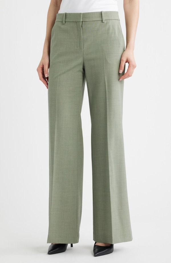 セオリー レディース ボトムス レギンス パンツ ウール Theory Fluid Flare Stretch Wool Pants Vetiver Melange