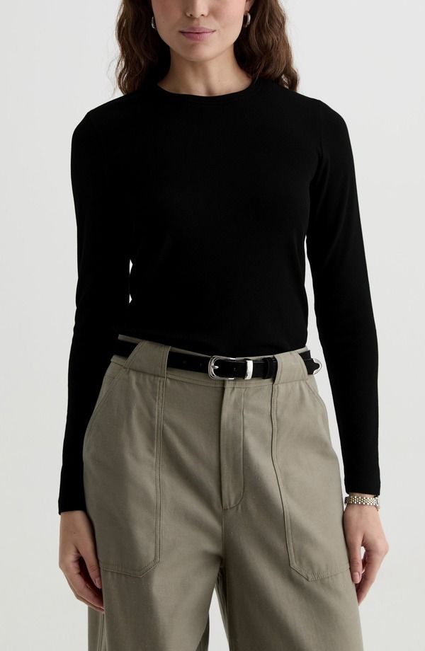 エージー レディース トップス シャツ AG Julia Rib Long Sleeve Top Super Black ブラック 20,576円