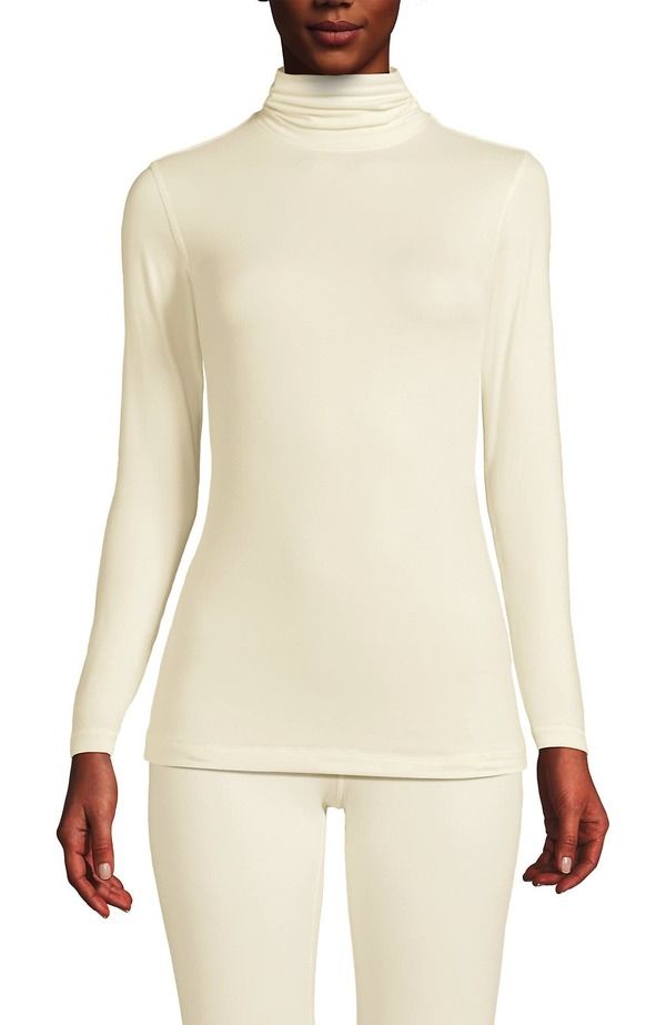 ランズエンド レディース トップス シャツ タートルネック Lands End Baselayer Cozy Thermaskin Turtleneck Top Fresh Ivory アイボリー