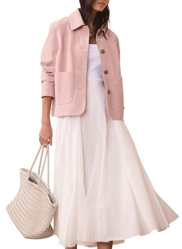 ミルトンベルベット レディース アウター ジャケット・ブルゾン スエード MINT VELVET Suede Jacket with Classicollar ButtonFront Pockets Light Pink ピンク
