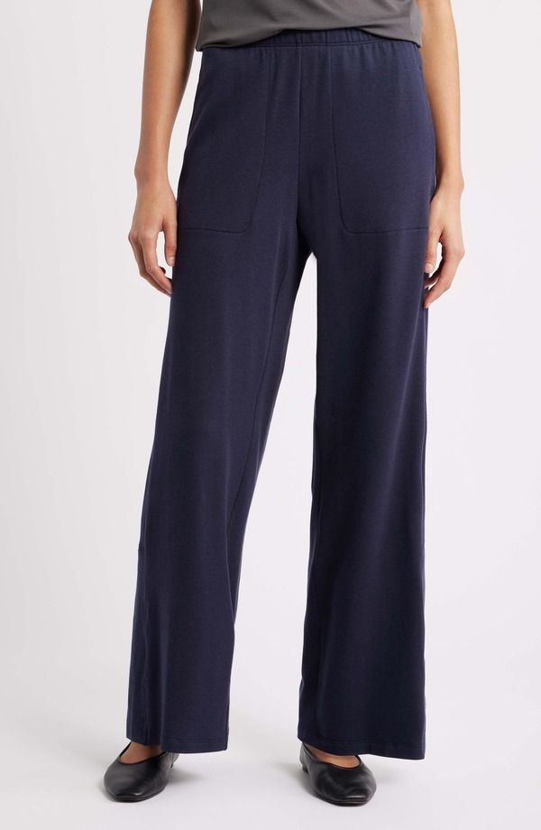 エイリーンフィッシャー レディース ボトムス レギンストレート パンツ Eileen Fisher Slit Hem Straight Leg Pants Ink